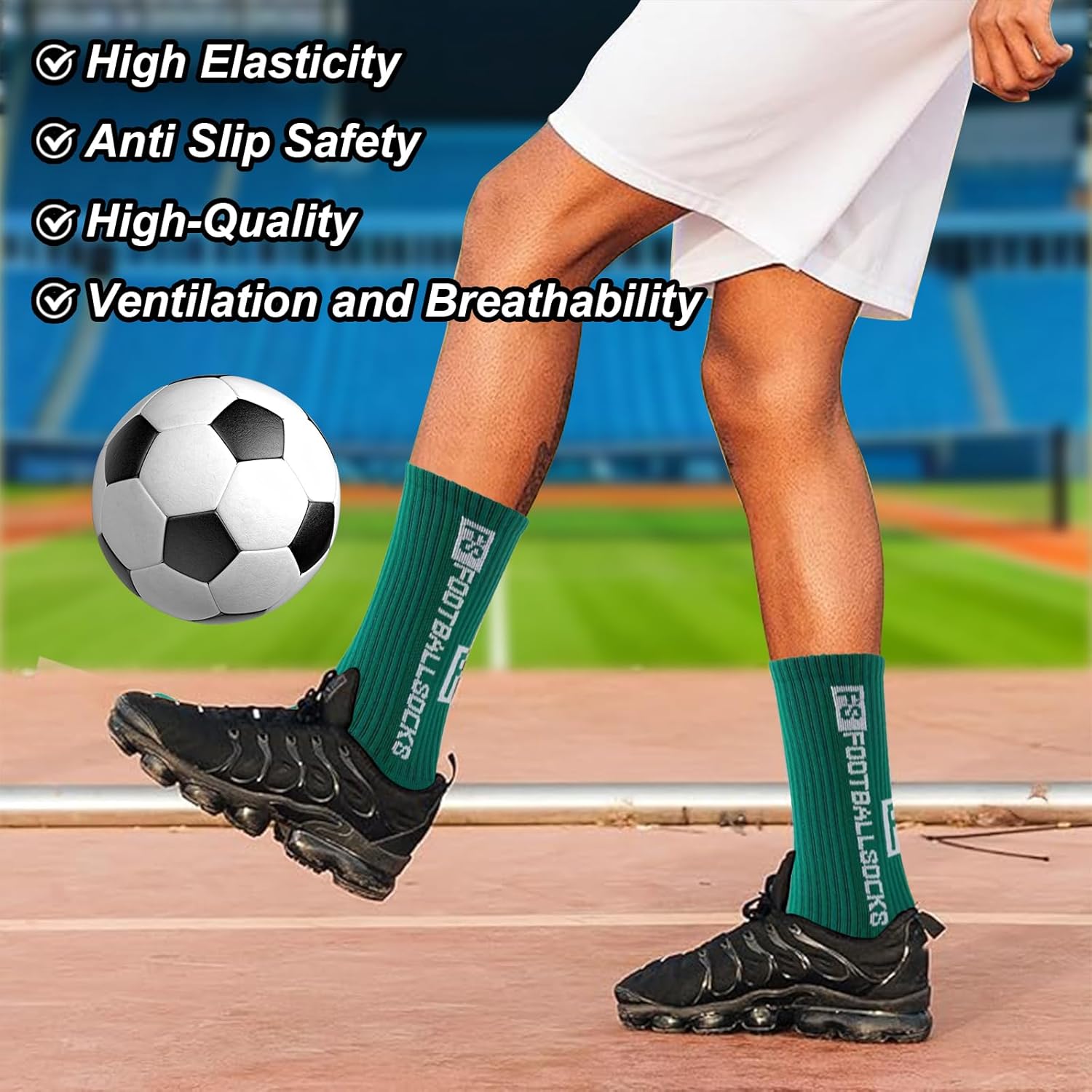 FS FOOTBALLSOCKS - Voetbalsokken - 3 paar - maat 39-46 - rood - ergonomische anti-slip sokken, ademende grip sportsokken, antislip voetbalsokken