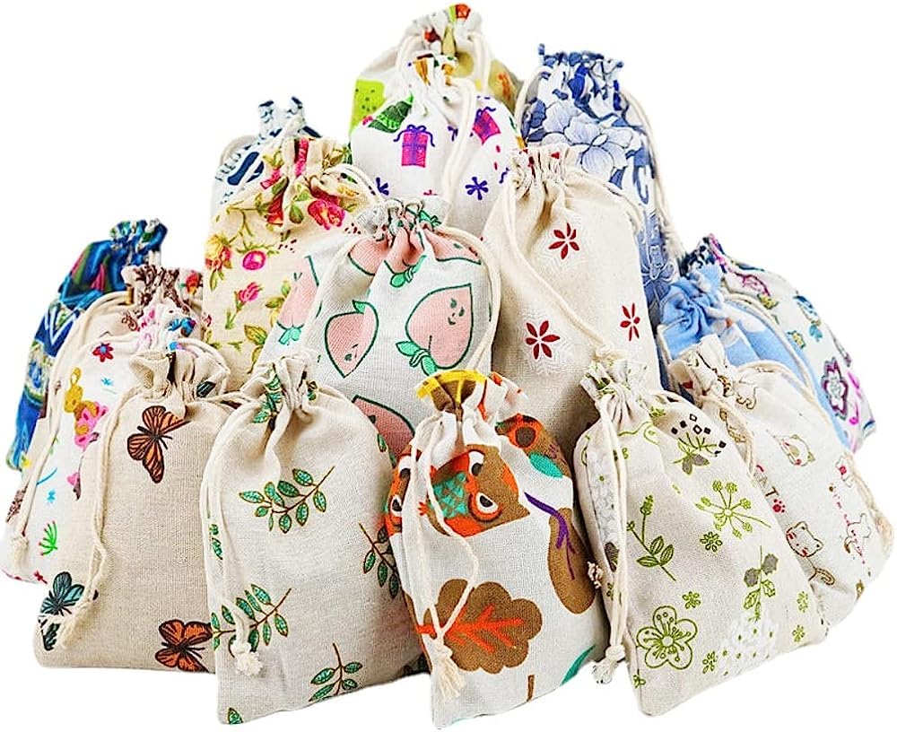 Amazon | 巾着袋 20個セット 柄指定でき 麻袋巾着 リネン ジュート製