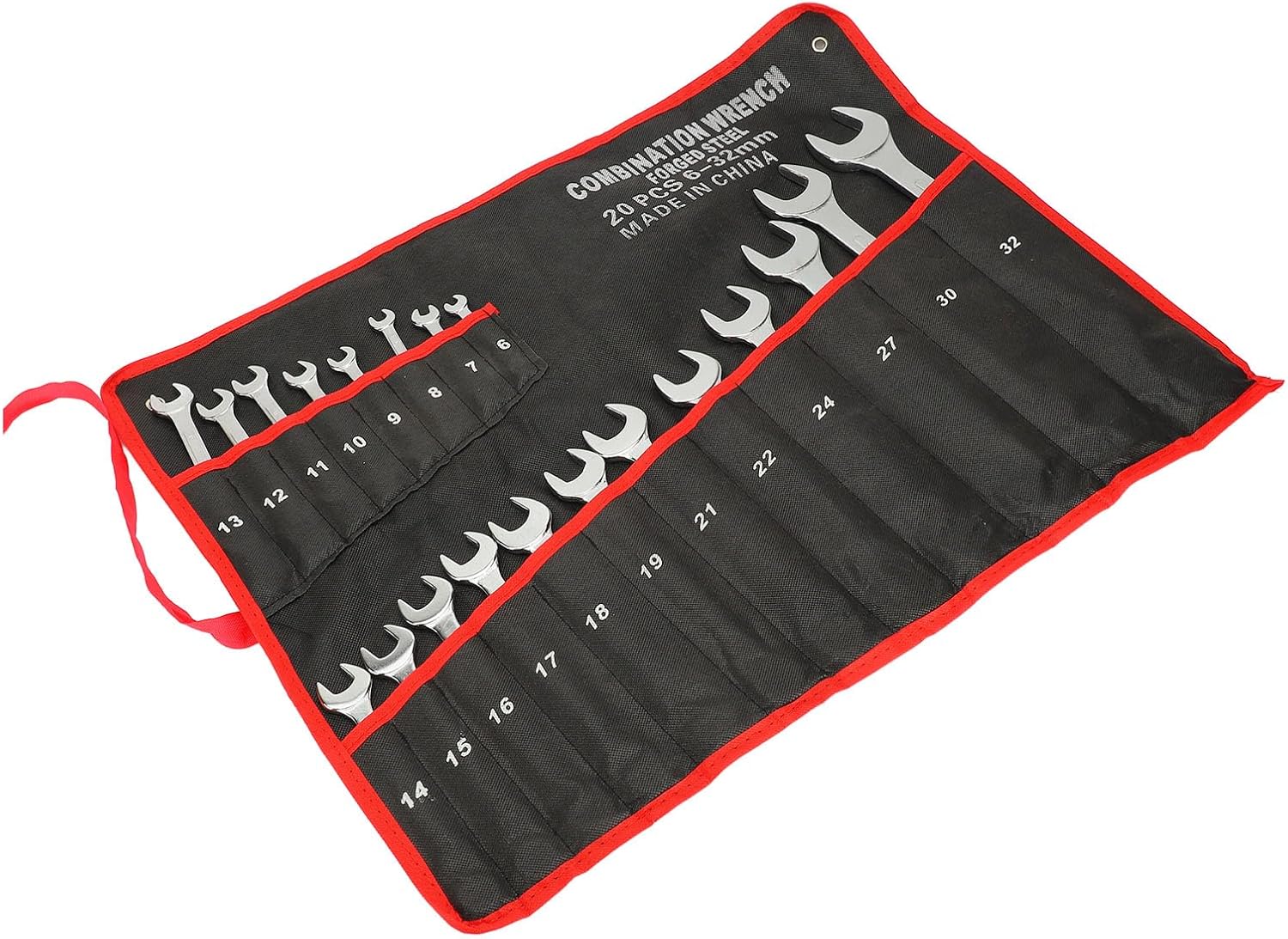 Cr Steel Adjustable Wrench Set, Forged Heat Treated Chrome Plated Spanner Set, 20pc Dual End Wrench for Automotive and Maintenance