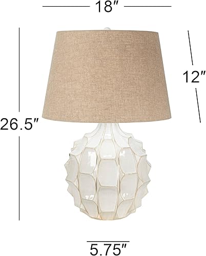 Miniatura 4 de Possini Euro Design Cosgrove - Juego de 2 lámparas de mesa estilo casa de campo de 26 1/2 pulgadas de alto, color blanco esmaltado texturizado de