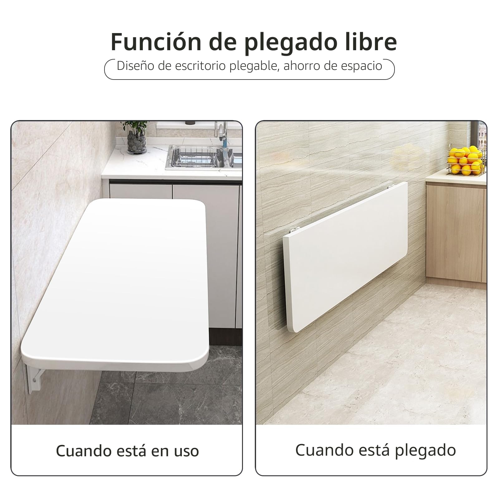 HUOLE Tablero de Mesa, Superficie de Escritorio, Mesa Plegable con Tapa de Pared, Escritorio de Ordenador, Mesa de Cocina, pequeña casa, multifunción, Mesa de Comedor plegable-80 * 50 * 1,6 cmBlanco