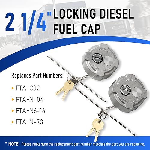 Miniatura 3 de Tapa de combustible diésel con bloqueo de 2 14 pulgadas compatible con Ford 650750, Reefer Trailer, International MD Semi Trucks, 2 piezas de tapa