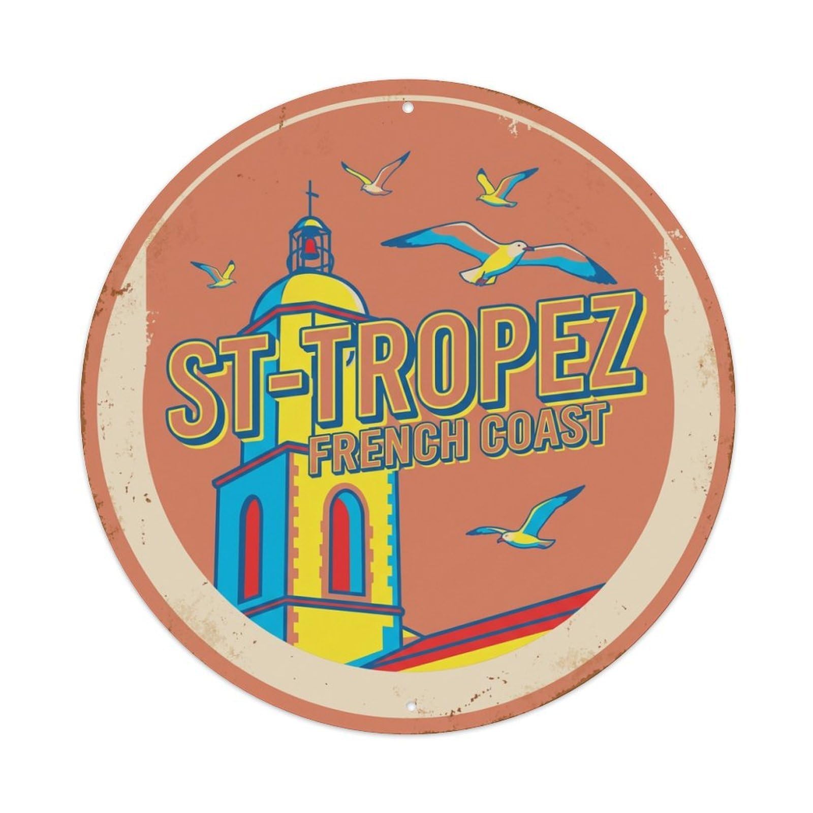 Tgrcjimh Style Metal Tin Sign Vintage Travel Saint-Tropez France
