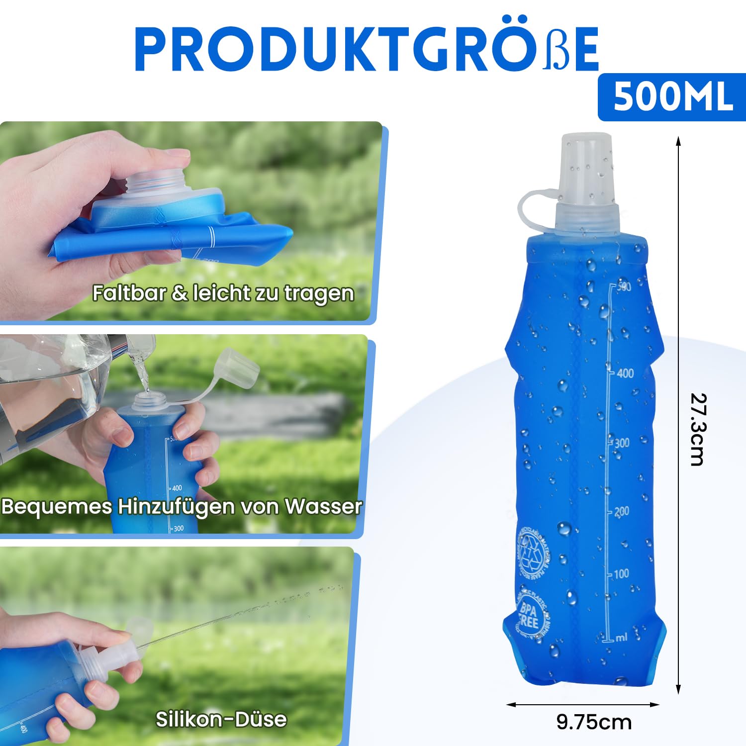 Laufweste mit Trinkblase 1,5L und Trinkflasche 500ml, Verstellbarer Ultra-Leichter Trinkrucksack für Damen und Herren, Funktionelle Laufrucksack für Marathons, Laufen, Radfahren, Wandern