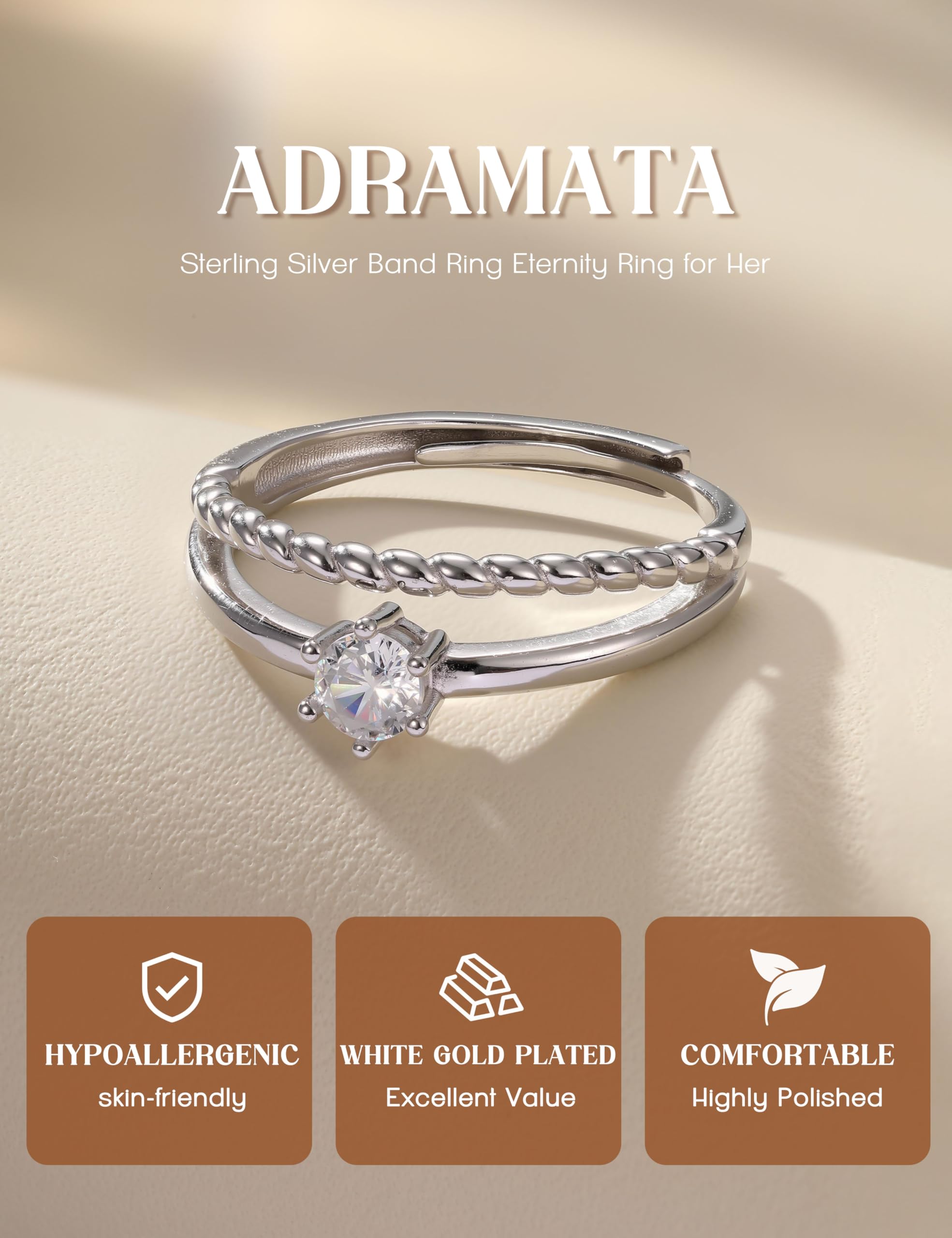 HMJGDHX 925 Sterling Silber Ring für Damen, Verlobungsring, Verstellbarer Zirkonia, Daumenringe, Hochzeit, Ewigkeit, Versprechensringe, Jahrestag, Schmuck, Geschenk (Silber/Gold)