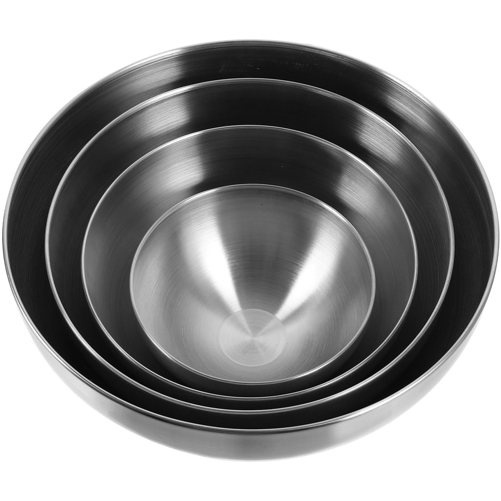 Juego de 4 Tazones de Acero Inoxidable para Mezclar y Servir, Cuencos Grandes Duraderos y Prácticos para Postres y Snacks en Bares y Restaurantes