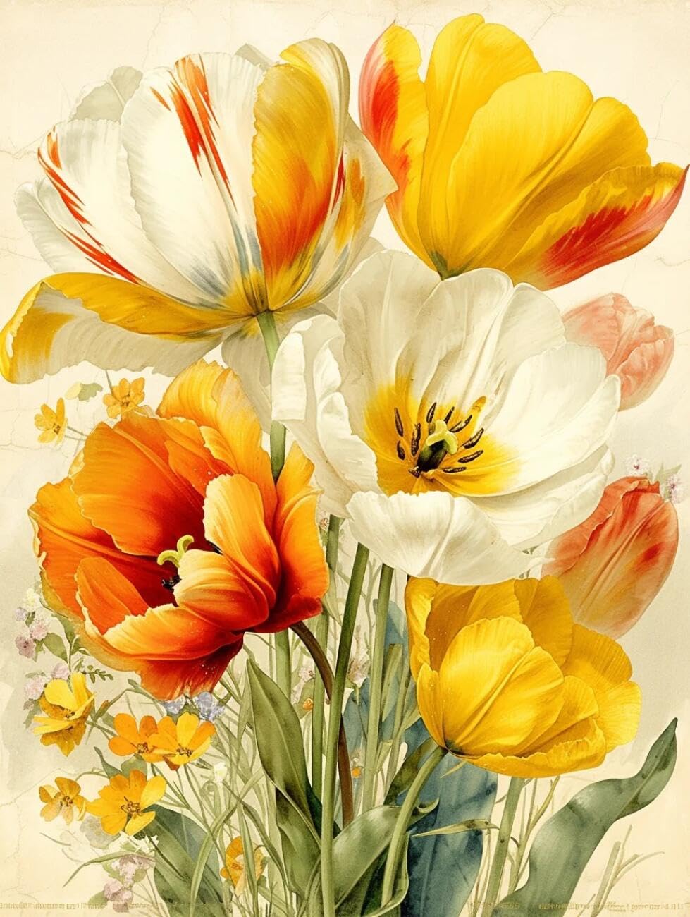 RKFLGEW 14CT Printed Cross Stitch Kits Watercolor Flowers Needlepoint Counted Kits Embroidery Set Arts and Crafts for Home Decor 40x50cm