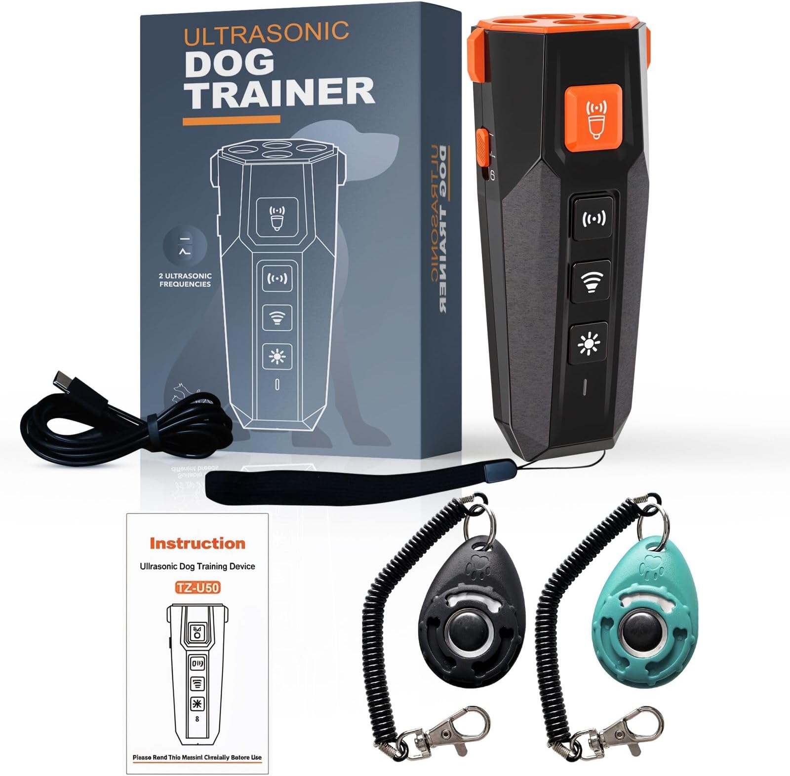 Dog Bark Deterrent Devices – 3 Modes, 15m Range, Flashlight | Safe Humane Anti Barking Device for Dogs | Bark Deterrent Device, Dog Clicker for Training, Dog Training Clicker for Peaceful Home