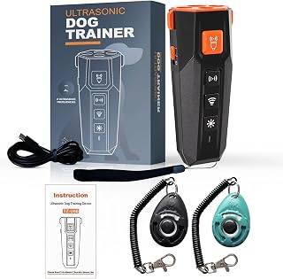Dog Bark Deterrent Devices – 3 Modes, 15m Range, Flashlight | Safe Humane Anti Barking Device for Dogs | Bark Deterrent Device, Dog Clicker for Training, Dog Training Clicker for Peaceful Home