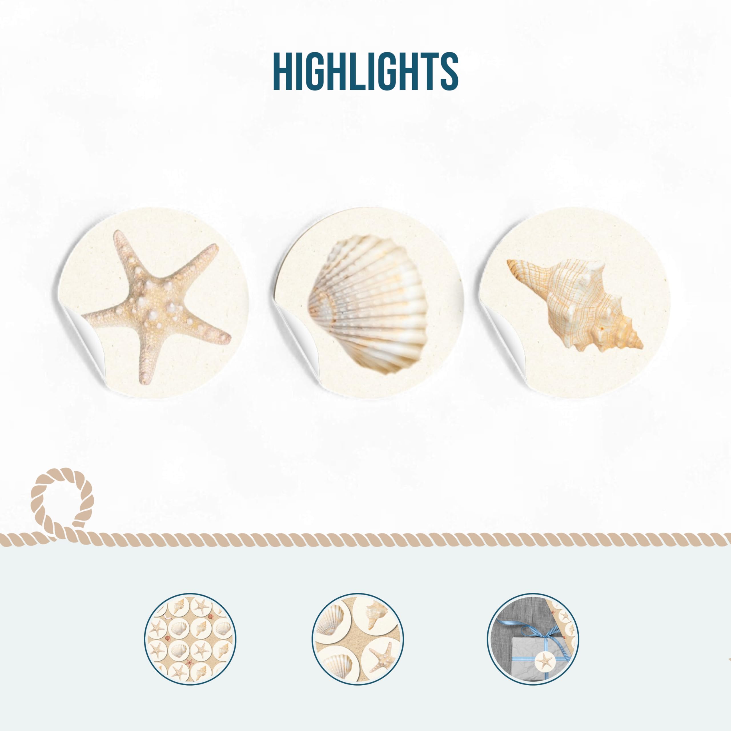 Autocollants Marins, 24 Pièces: Stickers Ronds Déco Mer Avec Mouette, Phare, Ancre, Coquillage, Motif Marin, Décoration Carte, Cadeau, Fête, été, Plage, Scrapbooking, Petit, 4 Cm