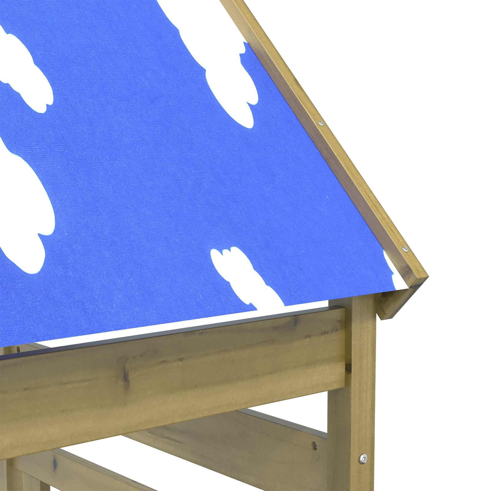 Wieża do zabawy z litego impregnowanego drewna 52,5 x 85 x 265 cm z zestawem akcesoriów, domek do zabawy na świeżym powietrzu dla dzieci, domek ogrodowy, domek na palach, zjeżdżalnia i
