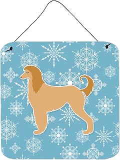 Caroline's Treasures BB3506DS66 Winter Snowflake Afghan Hound Wall or Door Hanging Prints Aluminum Metal Sign Kitchen Wall Bar Bathroom Plaque Home Decor, 6x6, Multicolor