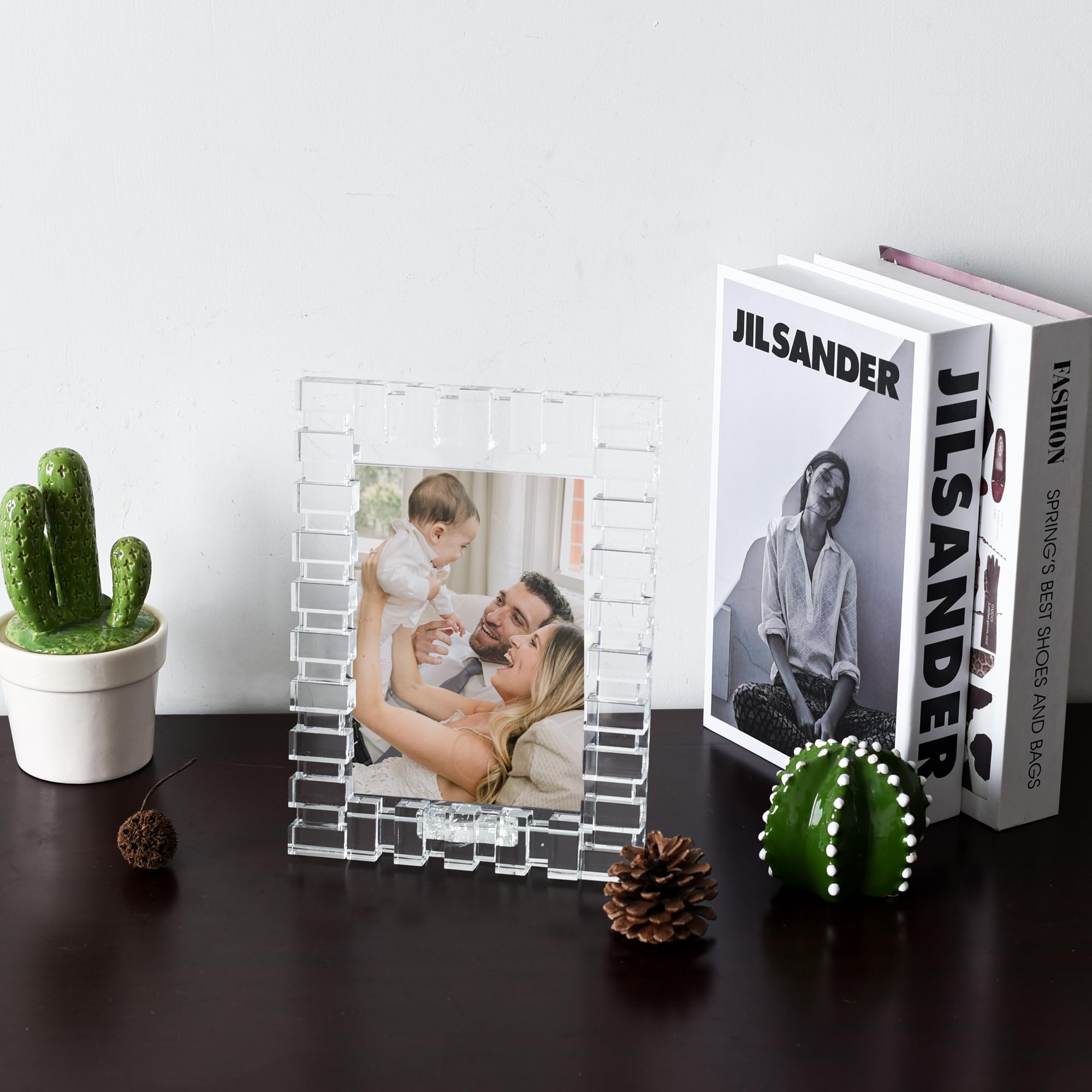 kitCom Kristall-Bilderrahmen, 12,7 x 17,8 cm, Hochzeitsrahmen, Tischdekoration, Hochzeitsrahmen (passend für Fotos à 12,7 x 17,8 cm), transparent, mit Geschenkbox