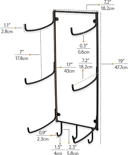 Miniatura 4 de Wallniture Guru - Rodillo de espuma y toallero de pared con 3 ganchos para colgar correa de yoga y bandas de resistencia, metal de 3 secciones