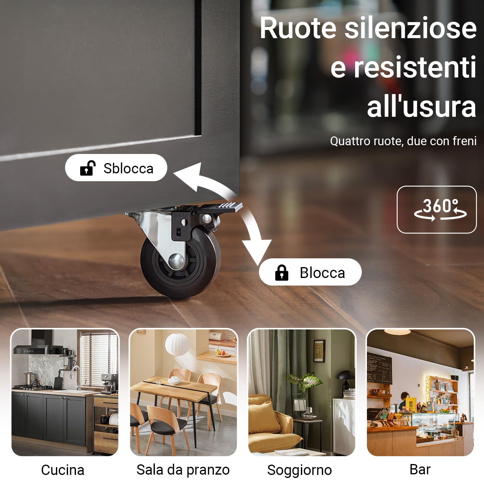 SoBuy Carrello Cucina con Ruote, Struttura Reversibile, Mobile Cucina Salvaspazio con Ripiani Regolabili, Isola Cucina per Cucina, Sala da Pranzo e Angolo Caffè, Nero 60×40×90 cm FKW75-SCH