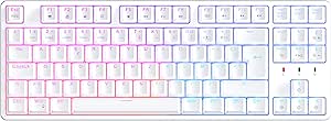 CIY X77 Mechanical RGB Backlit Gaming Keyboard, Wired Gaming Keyboard with Blue Switch, French AZERTY, 88 Keys Anti-Ghosting, Programmable, Hot Swappable, for Windows PC (White)