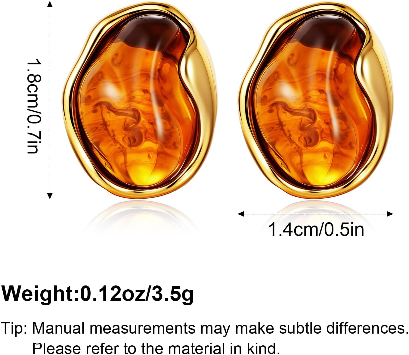 Amber Resin Heart Stud Earrings for Women Gold-Plated Statement Studs Lightweight Acrylic Trendy Jewelry - Image 6