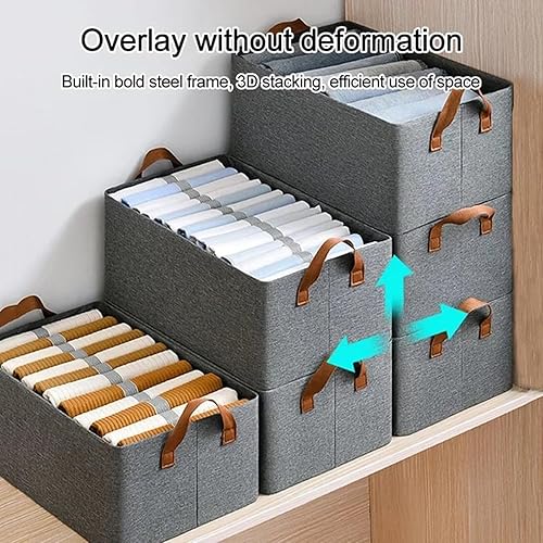 Miniatura 7 de Sistema organizador de cajas de almacenamiento plegables para armario, gran capacidad, resistente para organizar ropa, sábanas, juguetes, libros,