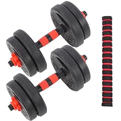ZJchao Roundness Dumbbell Set Adjustable Vinyl Coated Cement Filled Weight Plates with Non Slip Connection Rod for Home