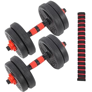 ZJchao Roundness Dumbbell Set Adjustable Vinyl Coated Cement Filled Weight Plates with Non Slip Connection Rod for Home