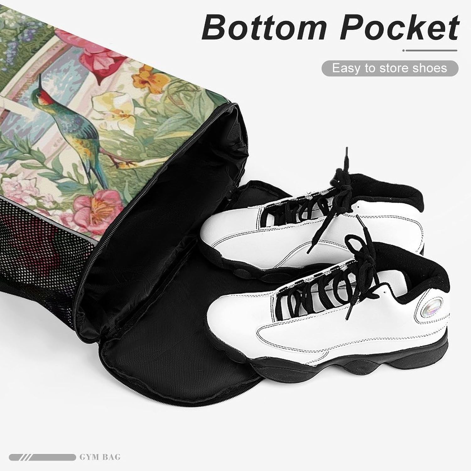 Fitness Drawstring Backpack Waterproof Gym Bag Garden with Birds And Flowers Lightweight Dry And Wet Separation Swim Bag