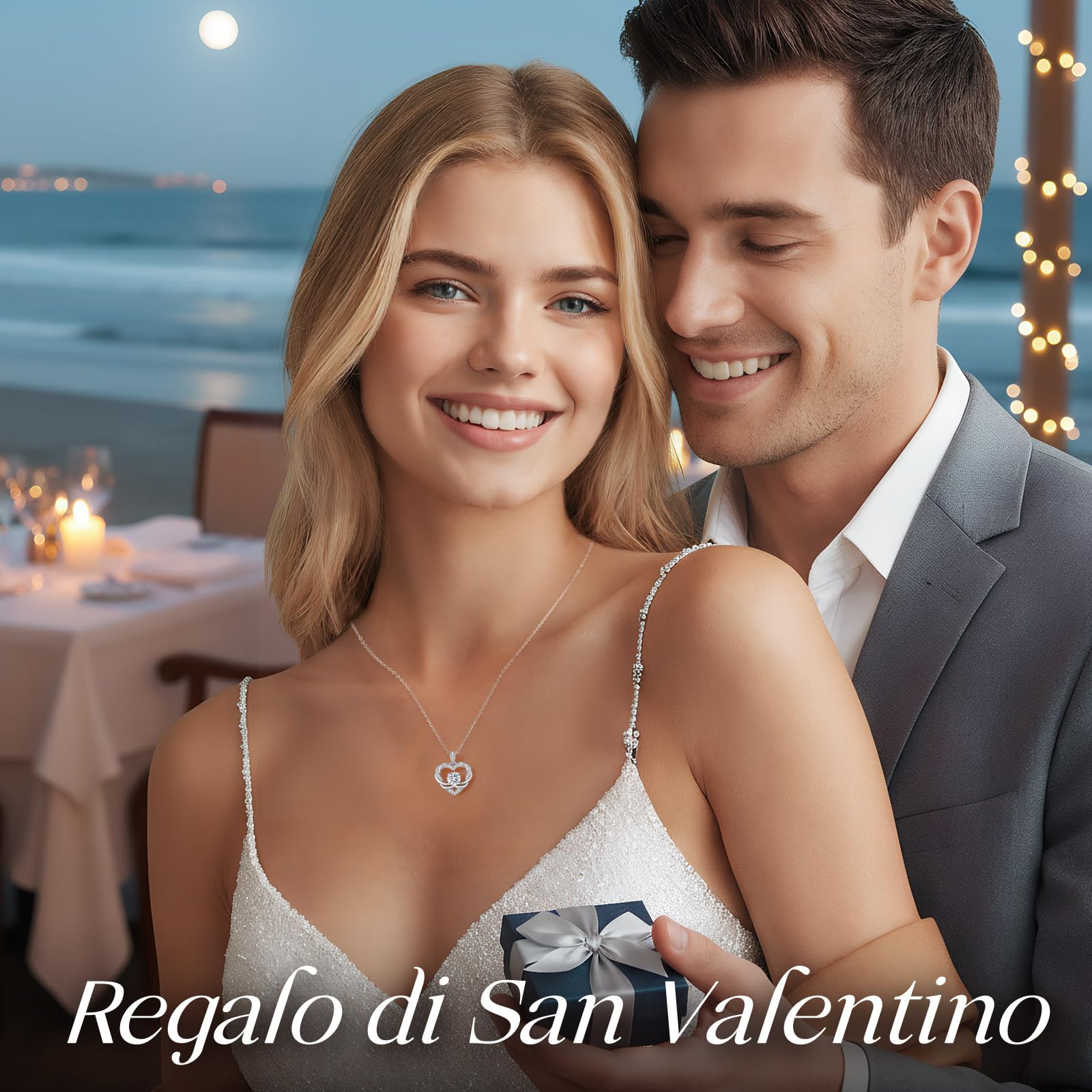 LOUISA SECRET Moissanite Collana da donna in Argento 925 con cuore torso | Regalo di Compleanno per Ricorrenze Donna Natale San Valentino Gioielli