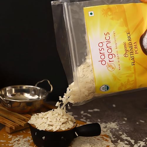 Miniatura 5 de Darsa Organics Poha  Bolsa con cremallera resellable de 2 libras  Arroz aplanado con textura esponjosa  Orgánico USDA  Sin OMG  Sin químicos  Kosher