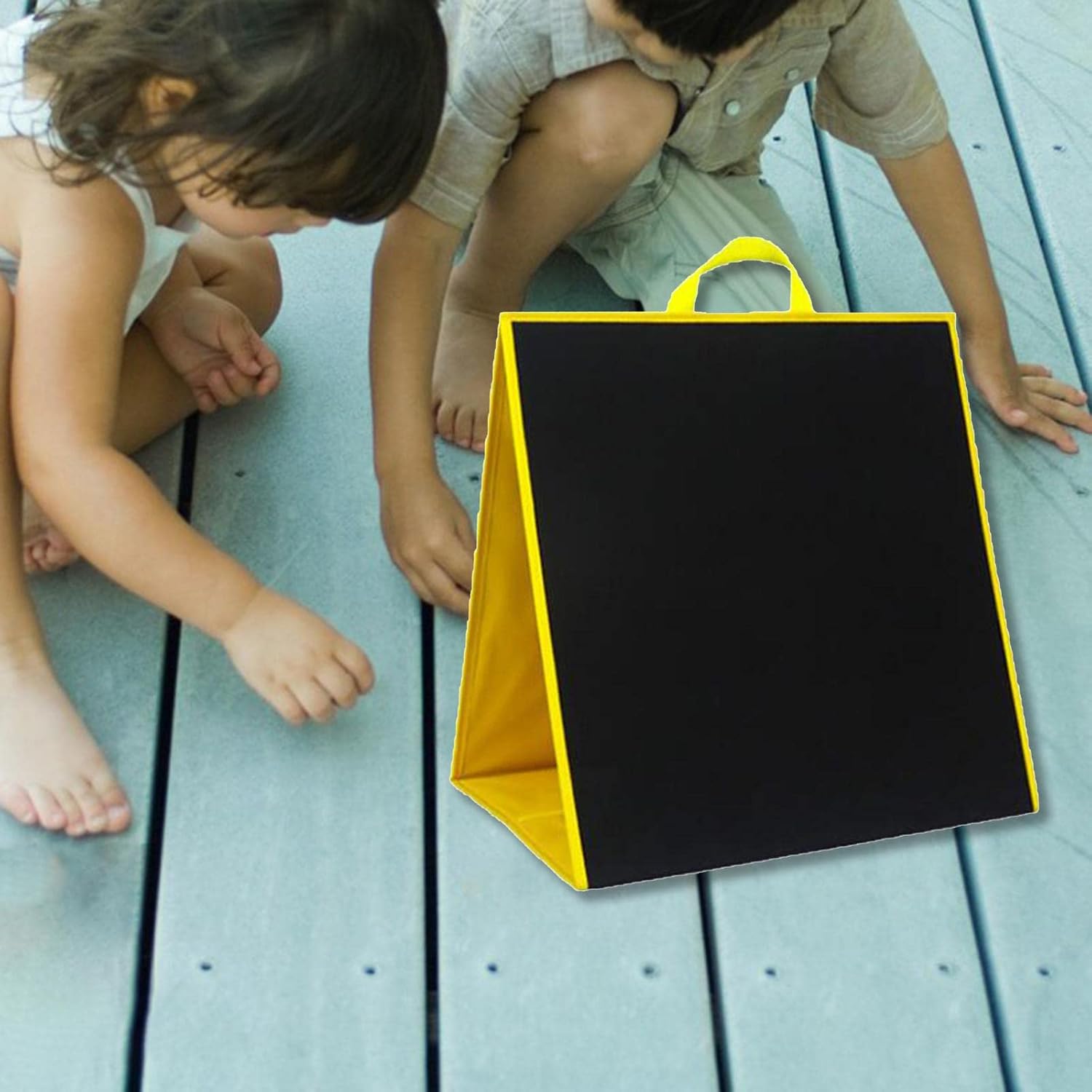 misppro Foldable Kids Felt Flannel Board Self Standing Educational Set for Preschool Home Supplies Blue Black 17.13x17.32inch