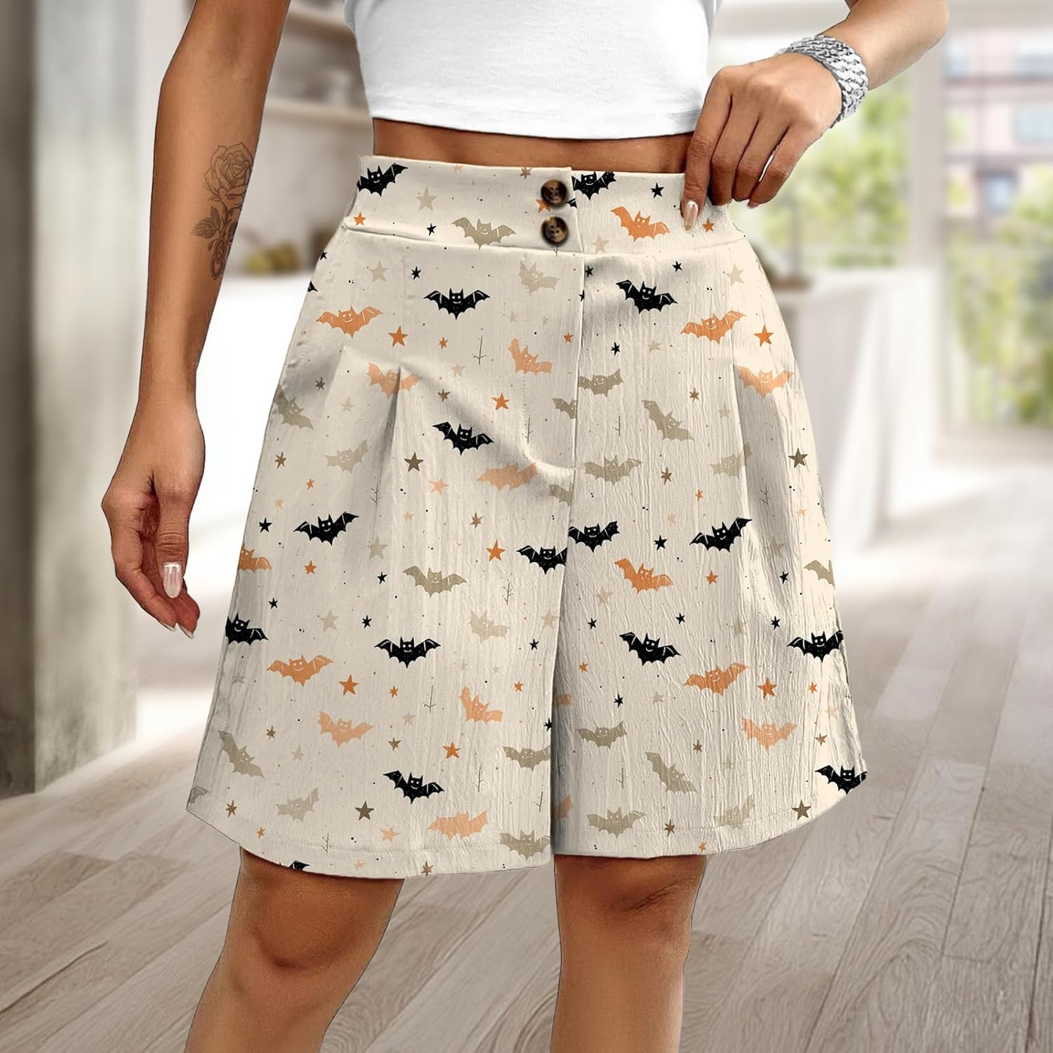 MARSVOVO Shorts for Women Summer Casual Beach High Waisted Button Down Comfortable Breathable Lightweight Trendy Pants - Image 2