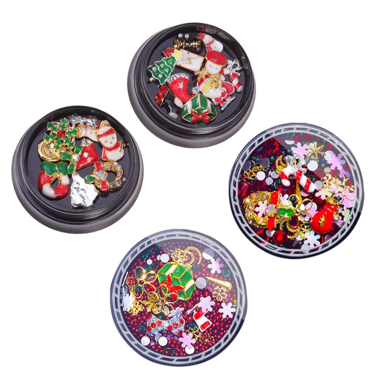 Healvian 4pezzi Charm Natalizi Per Unghie Rhinestone Decorazioni Accessori Per Manicure Per e Decorazioni