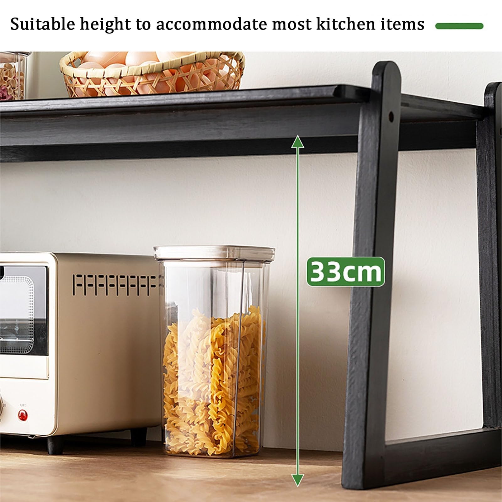 Scolapiatti in bambù naturale per microonde, 60 cm, robusto ripiano da banco per cabi e diningh EcoFriendlynizer