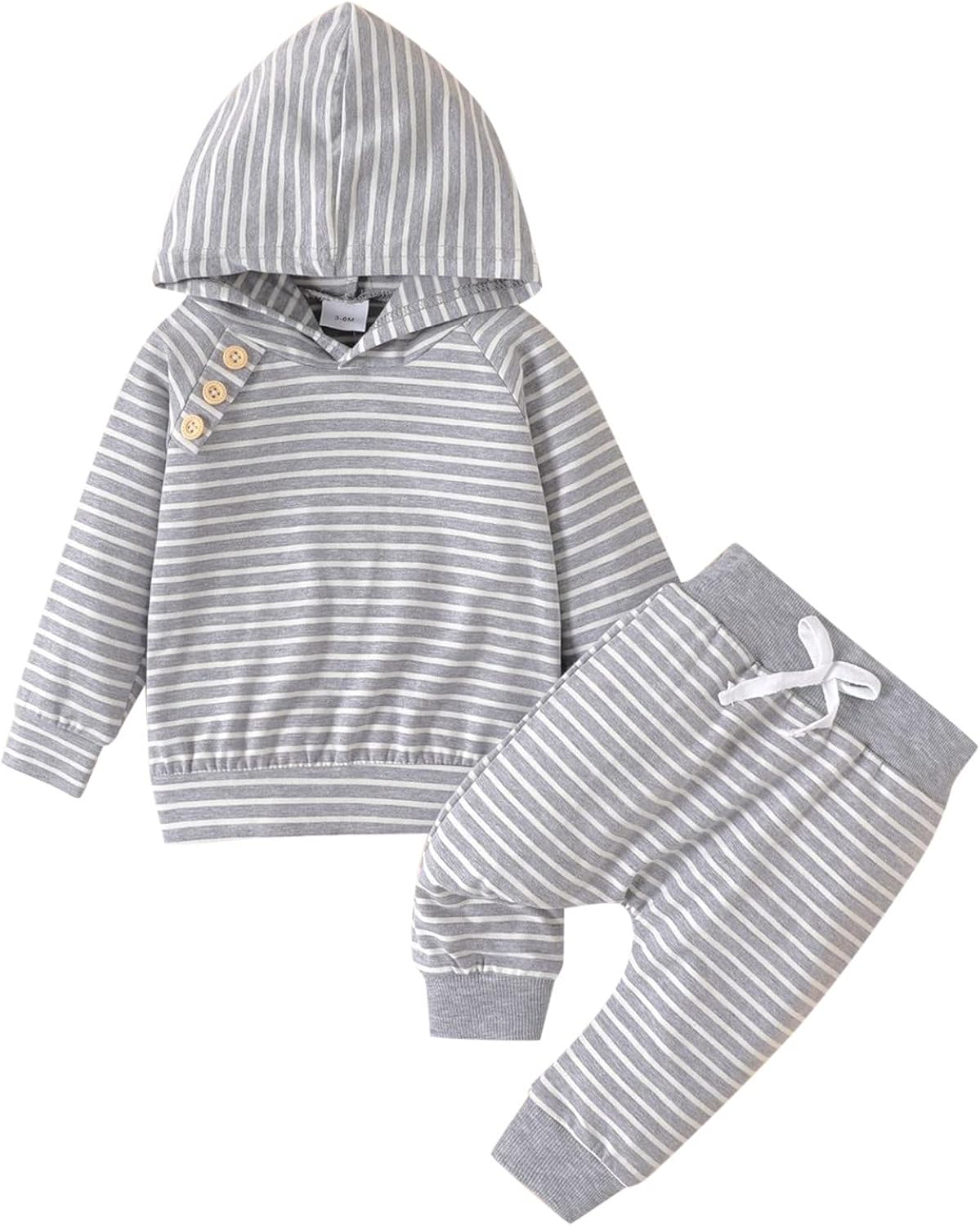 TBUIALL Conjunto de ropa para bebés y niñas pequeñas, recién nacidos, bebés, niños y niñas, manga larga, sudadera con capucha para bebé