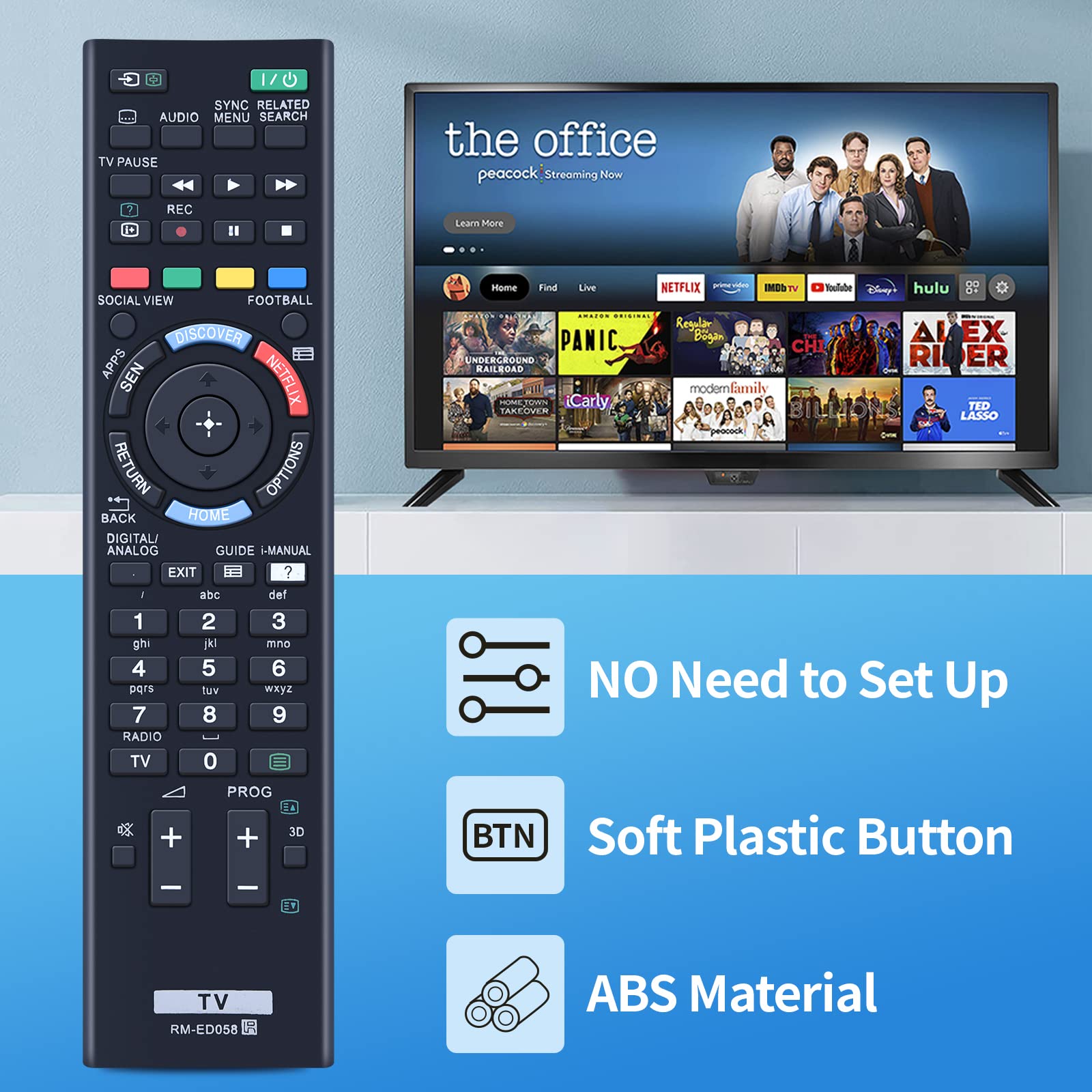 New RM-ED058 Remote Control Replacement for SONY Compatible With KDL-48W585B KDL-48W605B KDL-50W705B KDL-50W805B KDL-50W829B KDL-55HX753 KDL-55W828B KDL-60W605B KDL-60W855B - Image 3