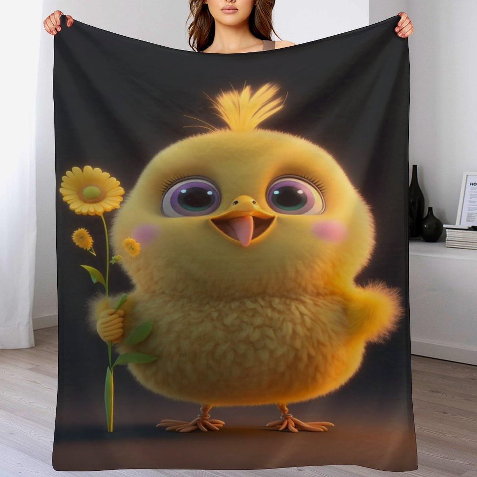 Couverture jeté flannel canard jaune douce et chaude 130x150cm pour canapé