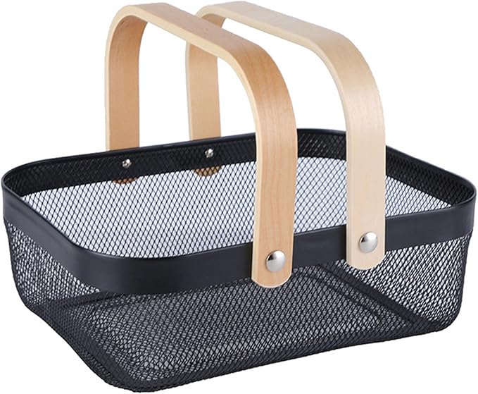 AJIODA Metal Mesh Steel Basket, Storage Organizer Basket Garden Harvest