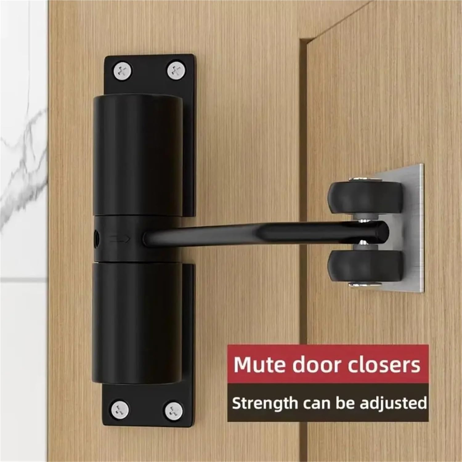 Adjustable Automatic Door Closer Self Closing Stainless Steel Door Stopper Spring Automatic Door Hinge Hardware Installation(White)