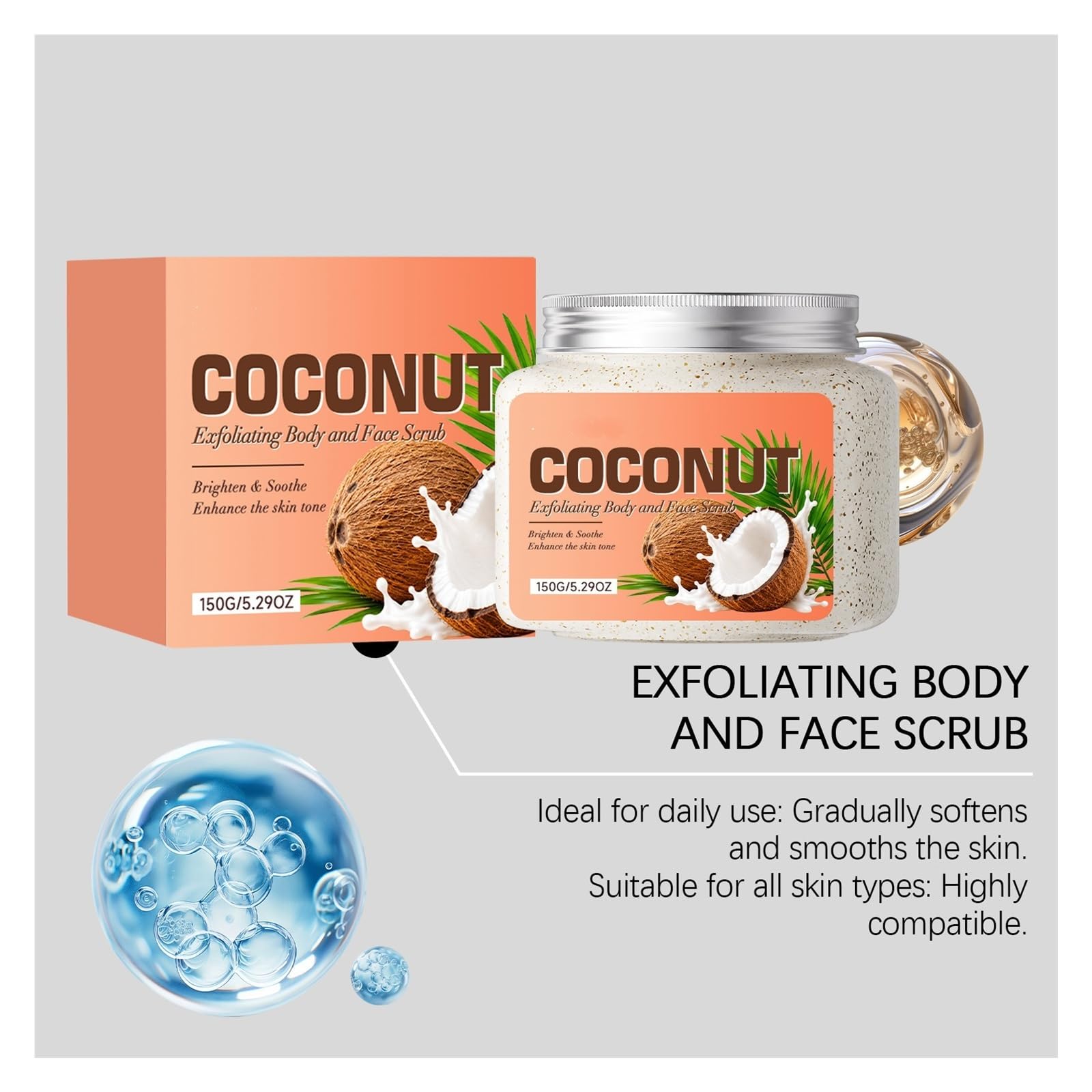 Scrub esfoliante illuminante, 150 g | Migliora la pelle ruvida e opaca; idrata e idrata(2pcs)