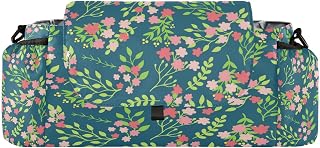Flradish Spring Theme Flowers Pattern Baby Stroller Organizer with 2 Cup Holders Universal Adjustable Shoulder Strap Detachable Stroller Caddy Accessories Bag for Bottle,Diaper,Phone, Keys,Toys