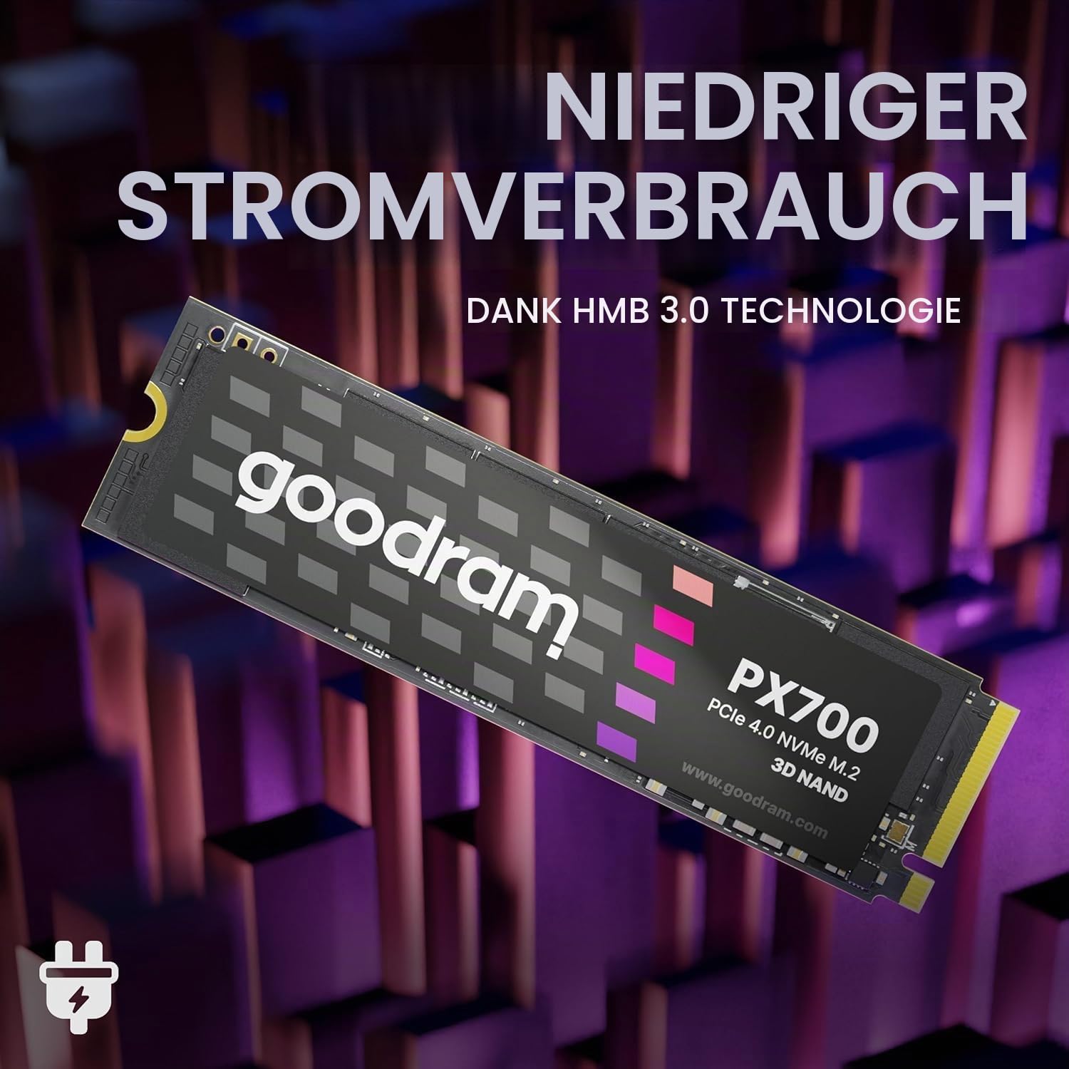 goodram - SSD Laufwerk PX700-1TB - PCIe 4x4 M.2 2280 - Kompatibel mit Notebooks, Laptops und PC Desktops, Festkörper-Laufwerk Schwarz 7400 MB/s Read