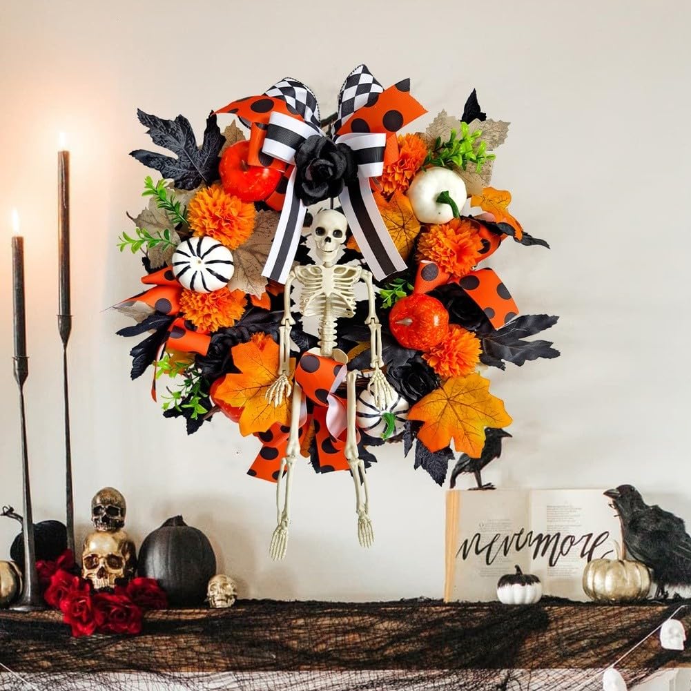 Ghirlanda Halloween con Zucca e Teschio 40cm