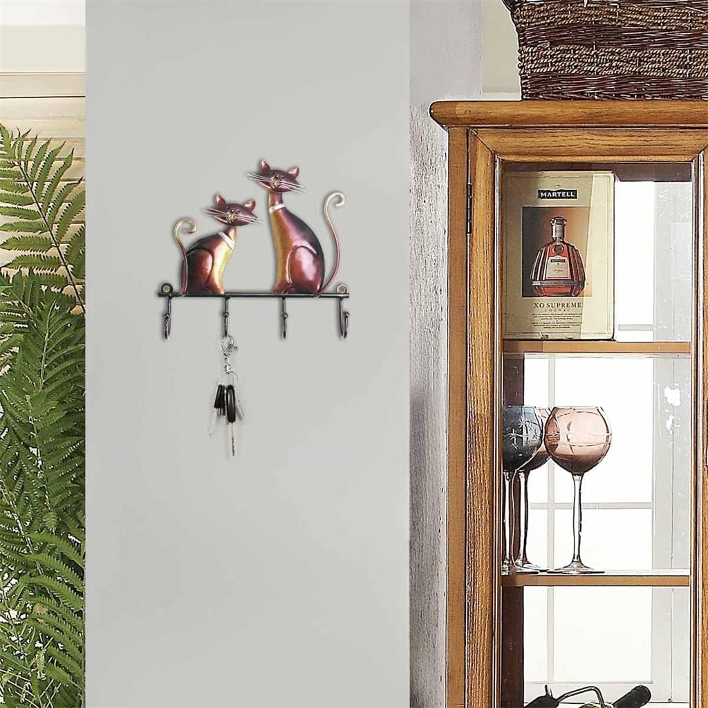 Cat Wall Hook Art Deco Hanger Cat Sculpture Hook Wall Mount with 4 Hooks Home Accessories (Color : A, Size : 20x3x19cm) (Red 20x3x19cm)