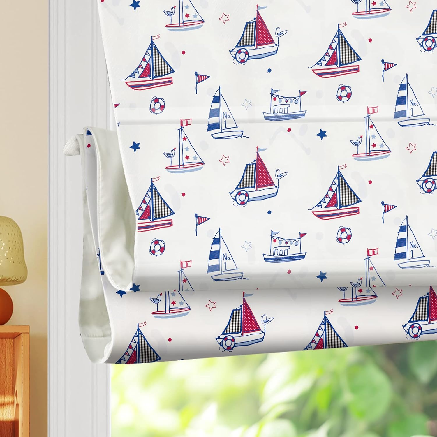 LETAU No Drill No Tools Cordless Blackout Roman Shades Blinds, Made to Order Kids Lined Window Shades Blinds for Windows, Doors, French Doors, Kitchen Window, Boat