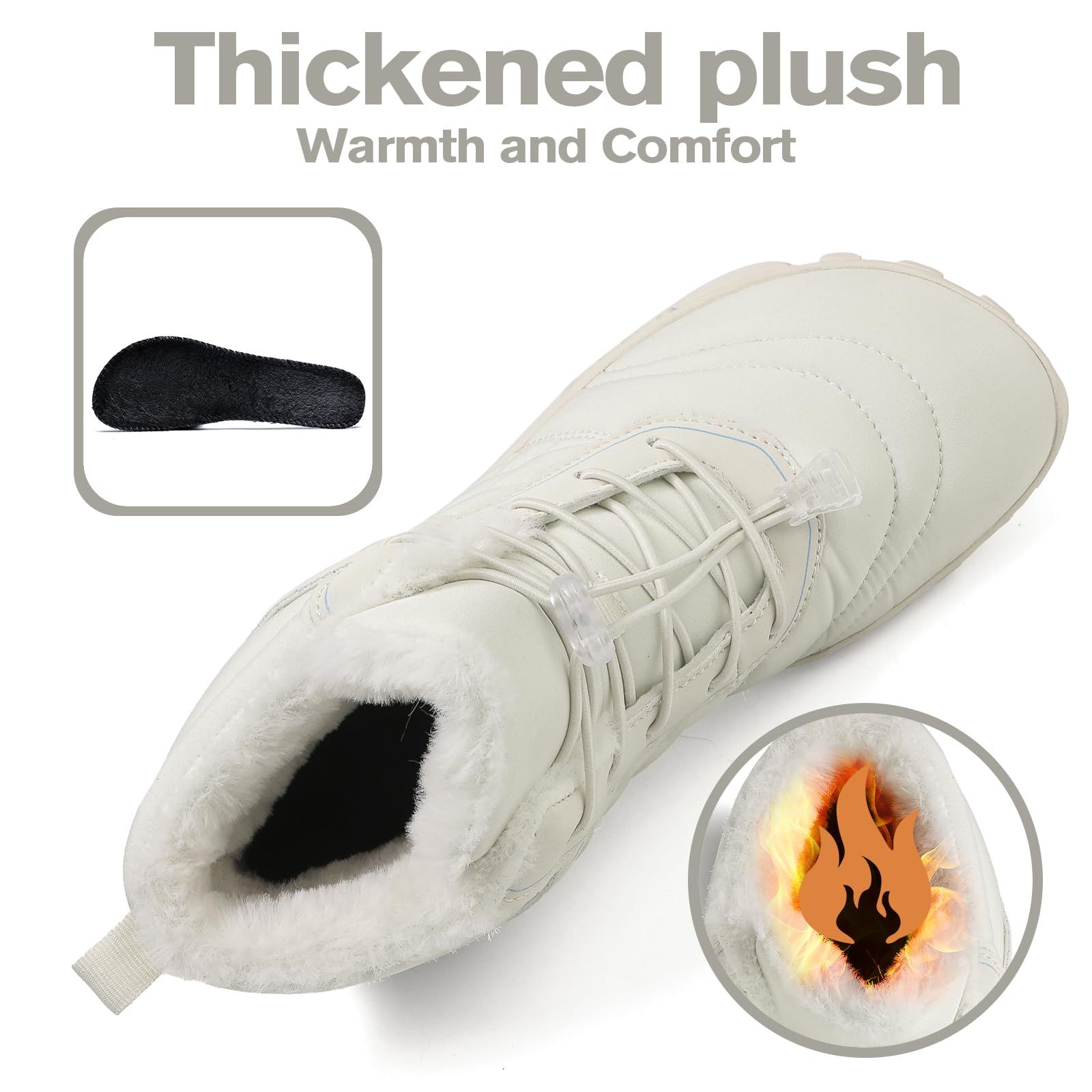 Winter Barfußschuhe Winterstiefel Herren Damen Wasserdicht Schneestiefel Warm Gefüttert Winterschuhe Anti-Rutsch-Schuhe Traillaufschuhe White45