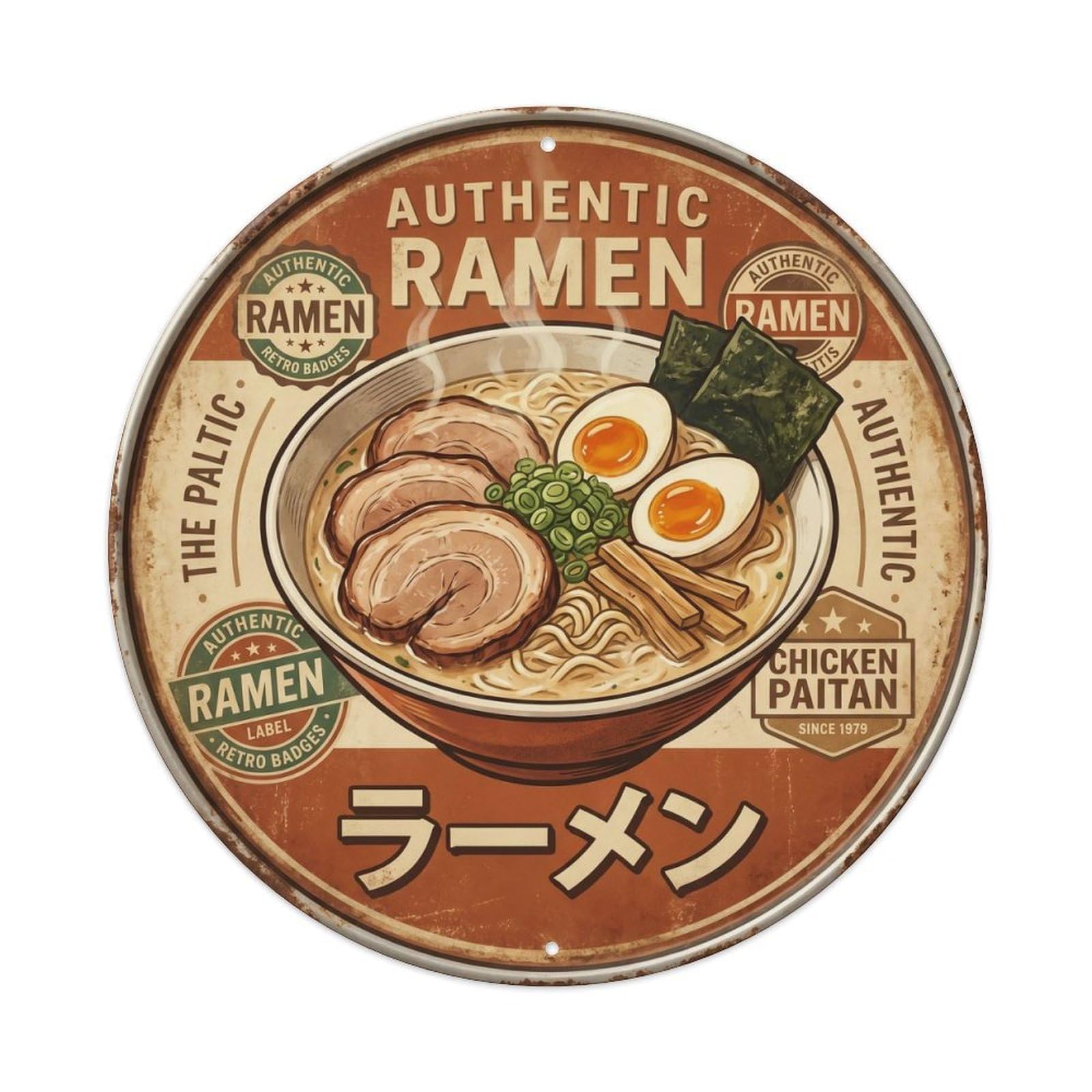 Cxhjca 8X8inch(20X20cm) Ramen Japanese Noodle Bar Vintage Americana Restaurant Metal Tin Sign