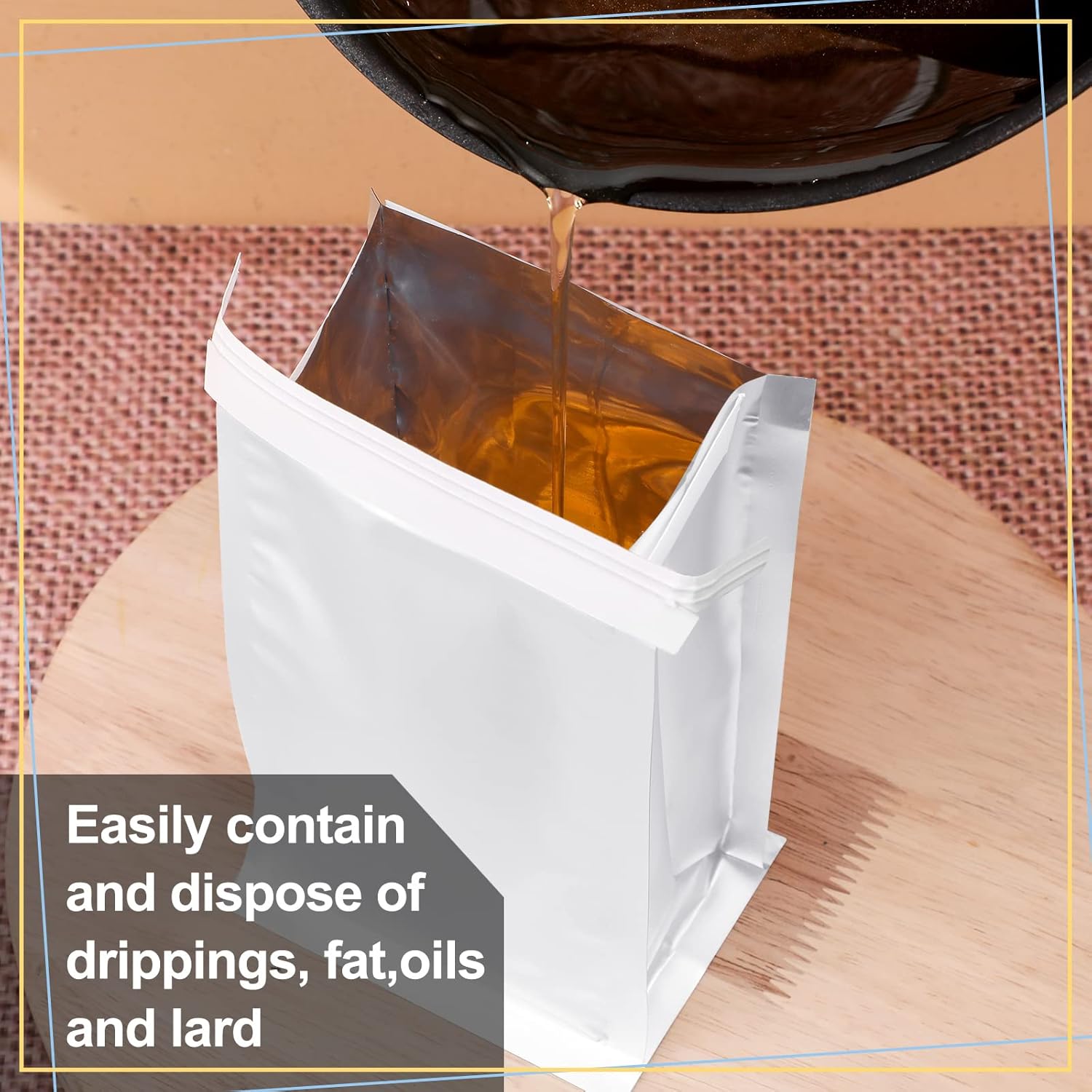 100 Pcs Disposable Grease Storage Bags Bacon Container Bags Hold Hot Liquids Oils for Grease Storage Container