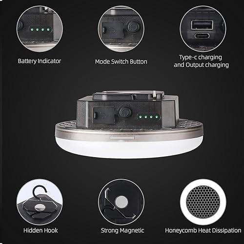 Miniatura 6 de 12000mAh (45W) Camping colgante tienda luz emergencia corte de energía linterna uso doméstico 4000LM 3 modos IPX5 impermeable al aire libre caminar