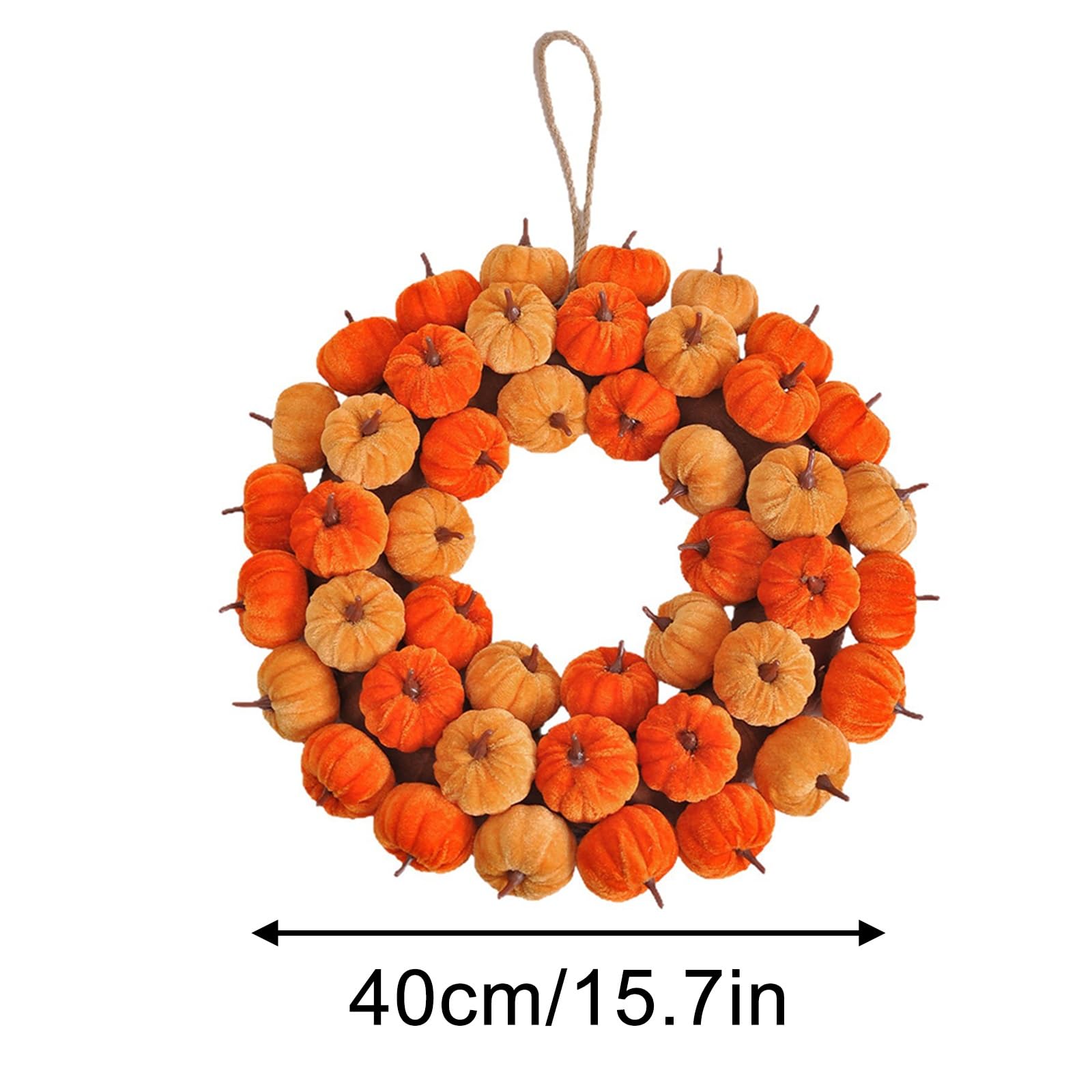 Corona Navideña de Calabaza con Cordón, Guirnalda Colgante Artificial de Otoño, para Decoración de Ventana, Festival, Fiesta, Acción de Gracias(40cm/15.7in)