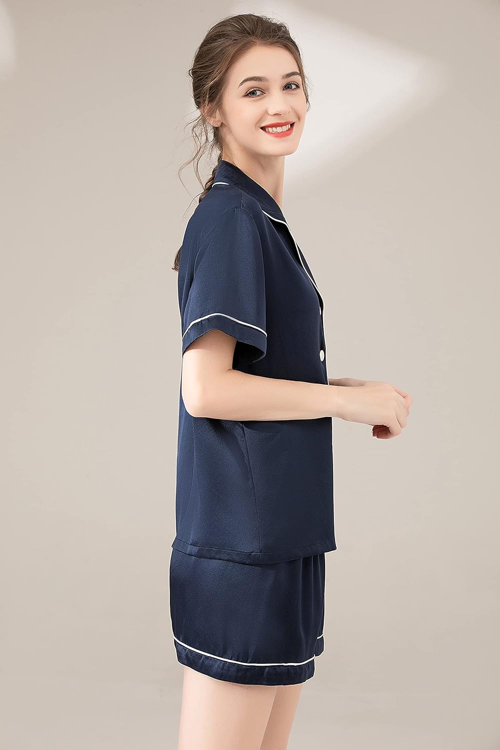 LEPTON 100% Mulberry Silk Short Sleeve Pajama Set - Image 3