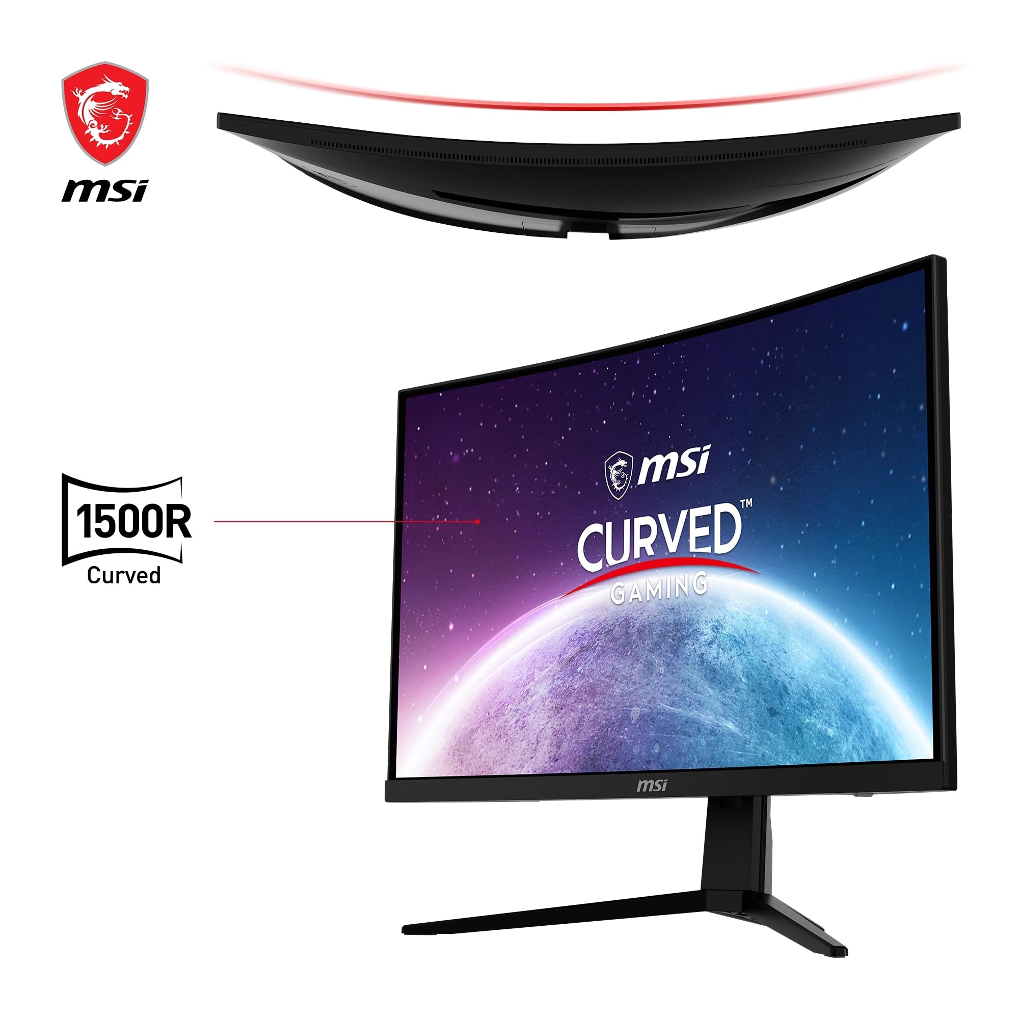 MSI G2422C Monitor Gaming 23,6" FHD - Pannello VA (1920x1080) 1500R, 180Hz / 1ms, Adaptive Sync - DP 1.2a, HDMI 2.0b CEC