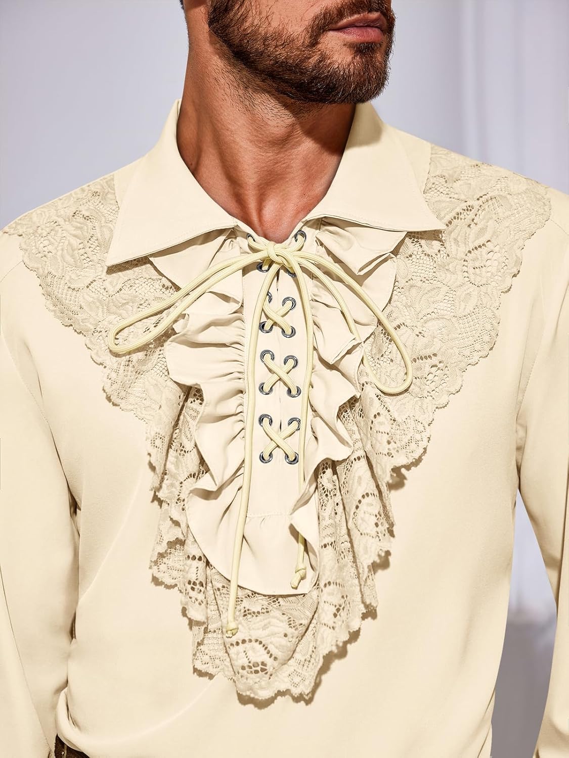 Runcati Mens Pirate Shirt Ruffle Renaissance Victorian Vampire Poet Shirts Steampunk Gothic Medieval Lace Costume - Image 5